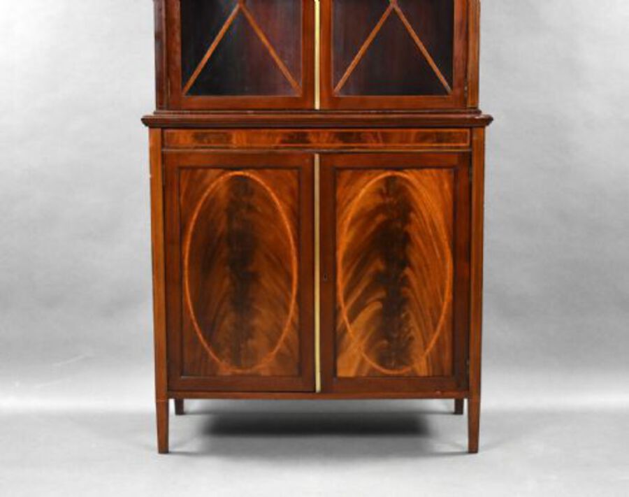 Antique Edwardian Mahogany Inlaid Bookcase