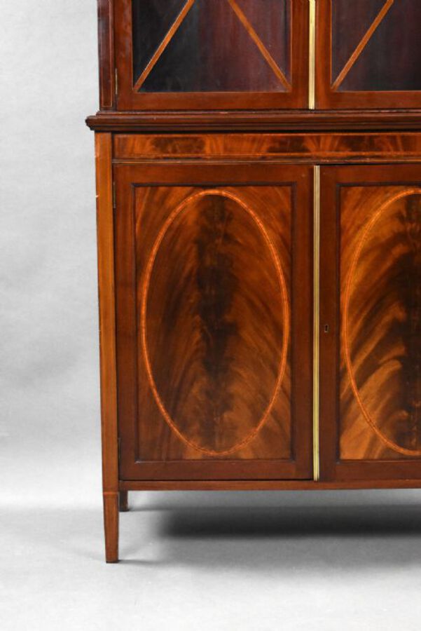 Antique Edwardian Mahogany Inlaid Bookcase