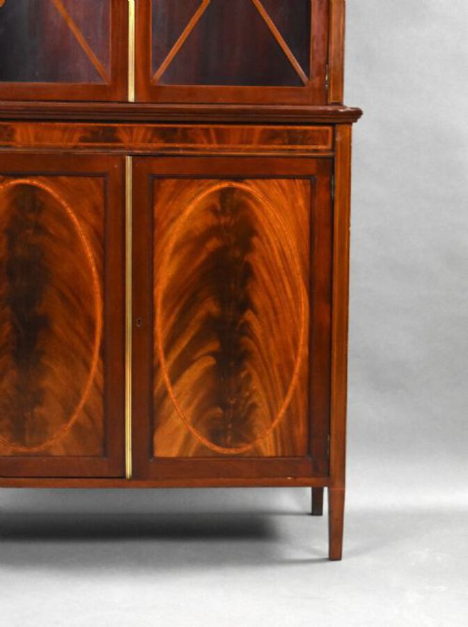 Antique Edwardian Mahogany Inlaid Bookcase