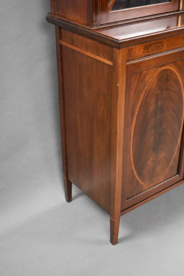 Antique Edwardian Mahogany Inlaid Bookcase