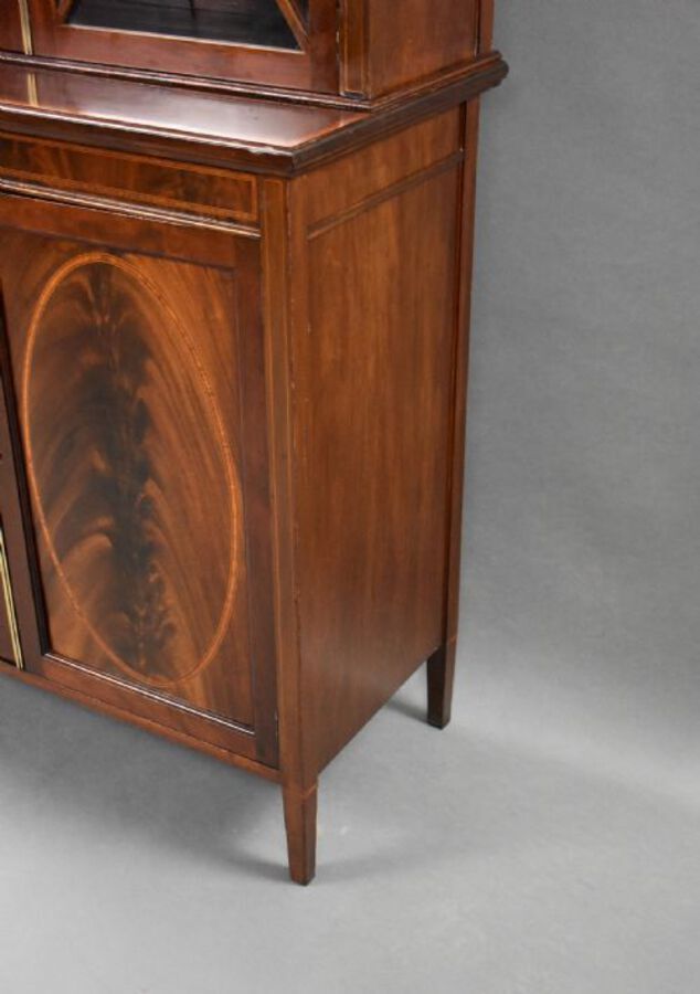 Antique Edwardian Mahogany Inlaid Bookcase