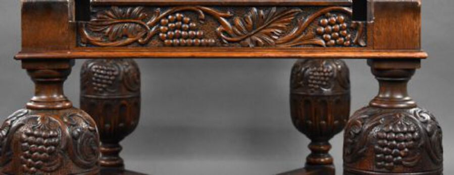 Antique Antique Carved Oak Draw Leaf Table