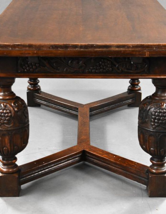 Antique Antique Carved Oak Draw Leaf Table