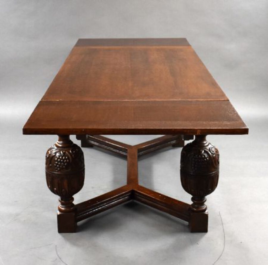 Antique Antique Carved Oak Draw Leaf Table