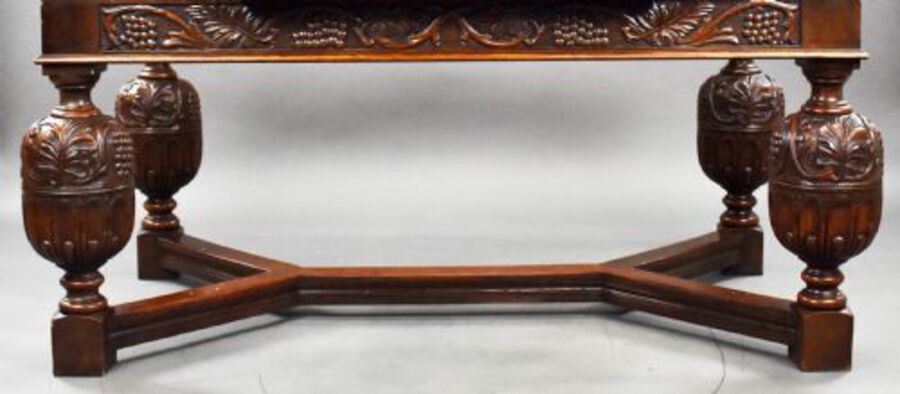 Antique Antique Carved Oak Draw Leaf Table