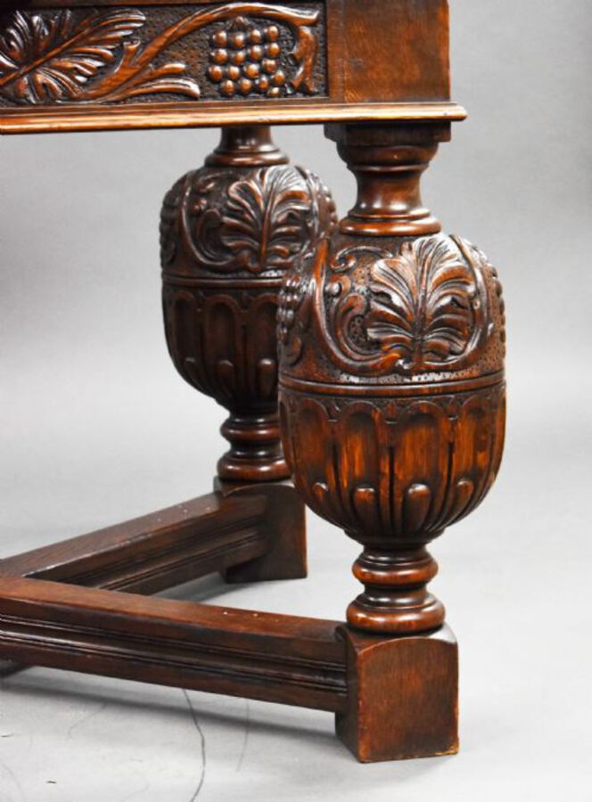 Antique Antique Carved Oak Draw Leaf Table