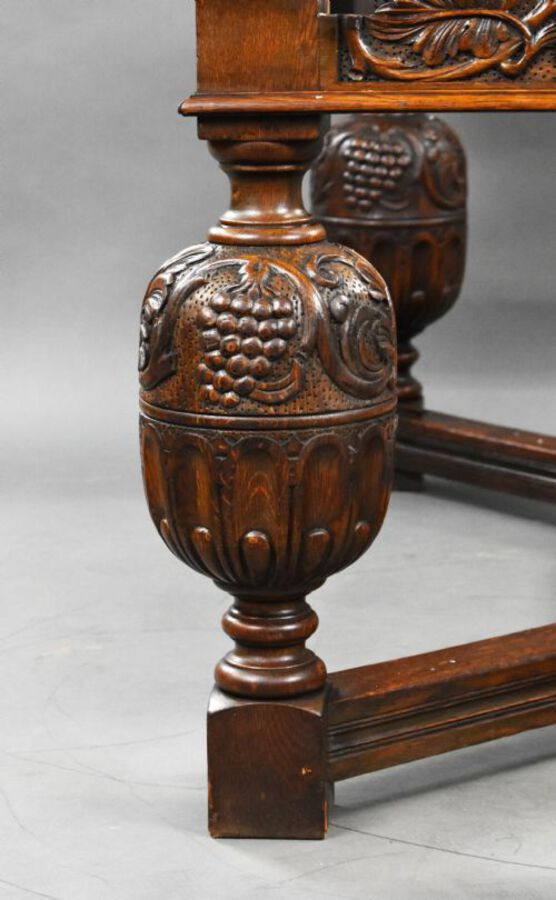 Antique Antique Carved Oak Draw Leaf Table