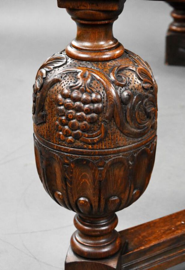 Antique Antique Carved Oak Draw Leaf Table