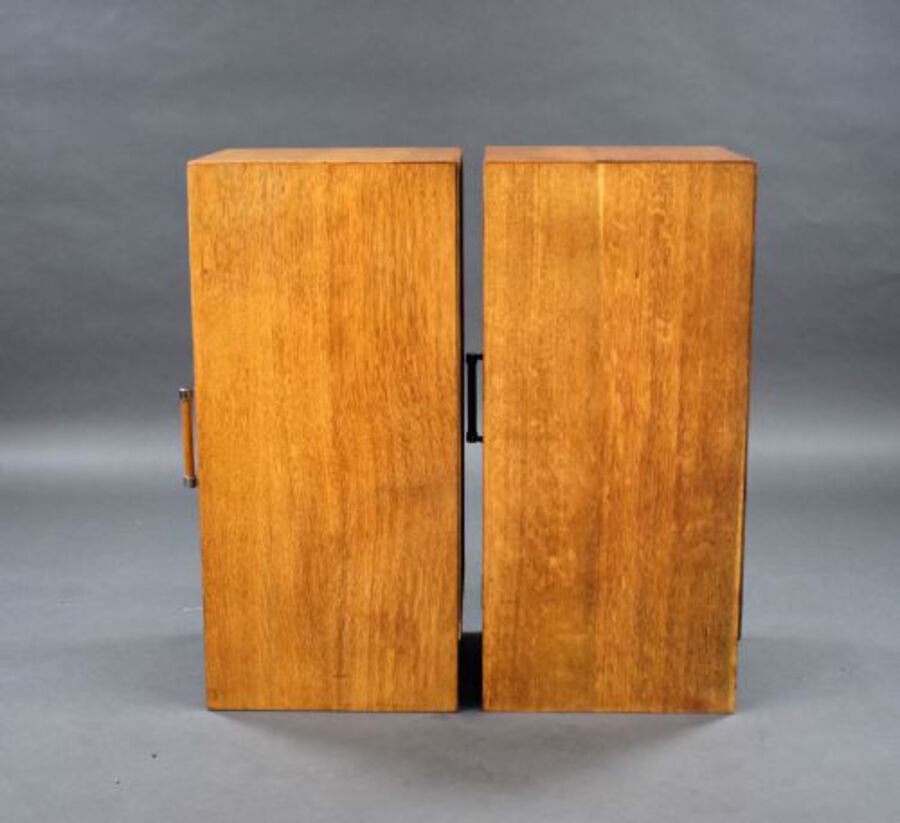 Antique Pair of Oak Art Deco Bedside Cabinets