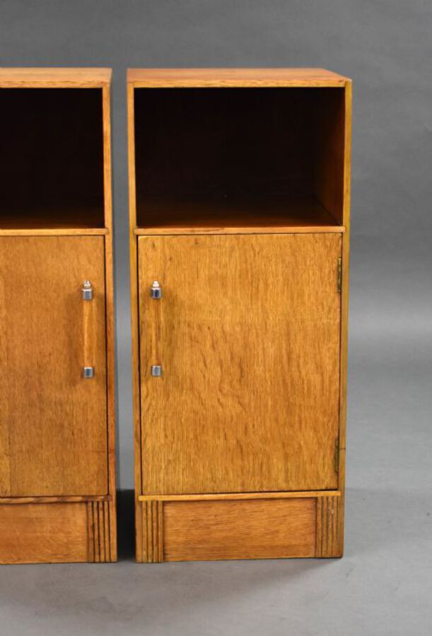 Antique Pair of Oak Art Deco Bedside Cabinets