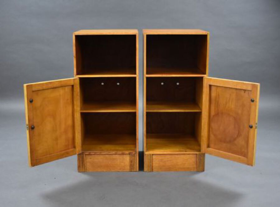 Antique Pair of Oak Art Deco Bedside Cabinets