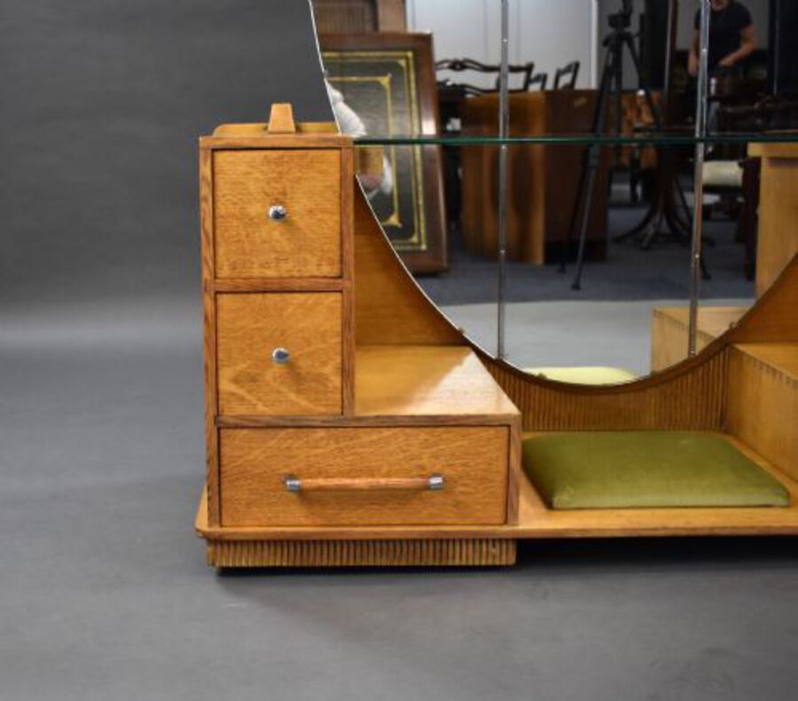 Antique Art Deco Oak Dressing Table