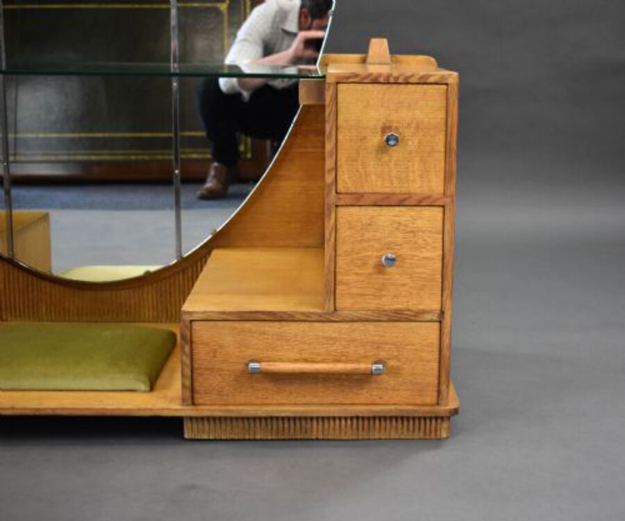 Antique Art Deco Oak Dressing Table