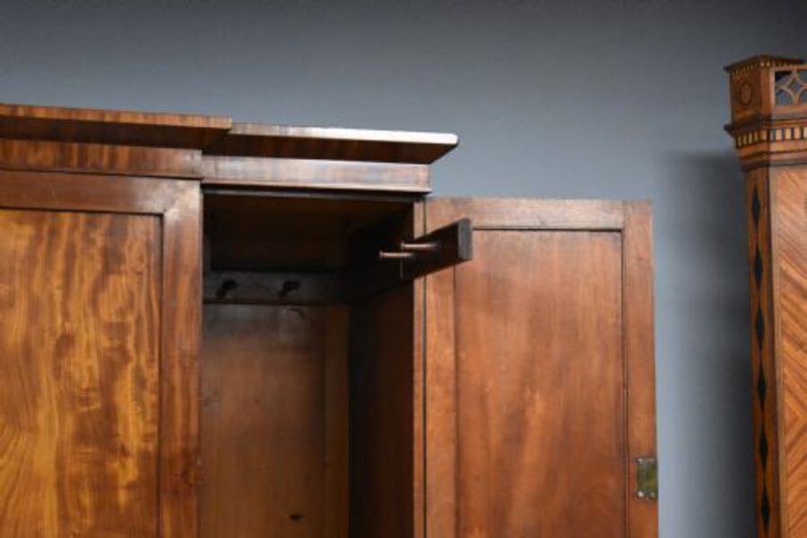 Antique Regency Mahogany Breakfront Four Door Wardrobe