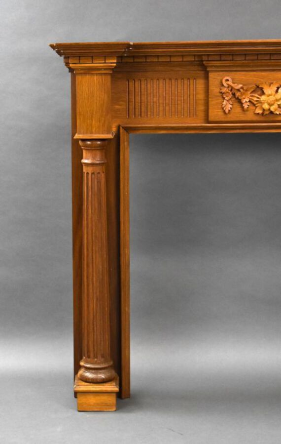 Antique 1930s Carved Oak Fire Surround