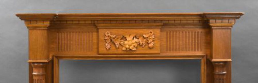 Antique 1930s Carved Oak Fire Surround