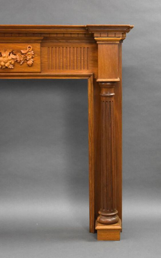 Antique 1930s Carved Oak Fire Surround