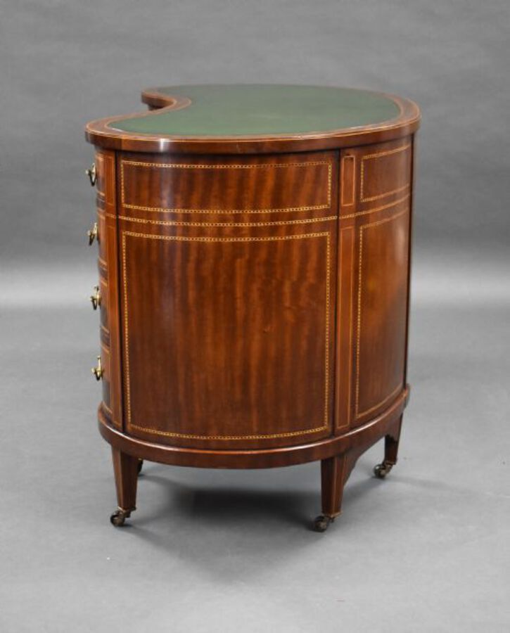 Antique Victorian Mahogany Kidney Shaped Desk by Wolfe & Hollander