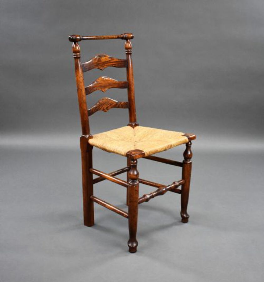 Antique Set of 8 18th Century Style Ladder Back Dining Chairs