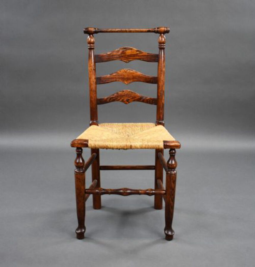 Antique Set of 8 18th Century Style Ladder Back Dining Chairs