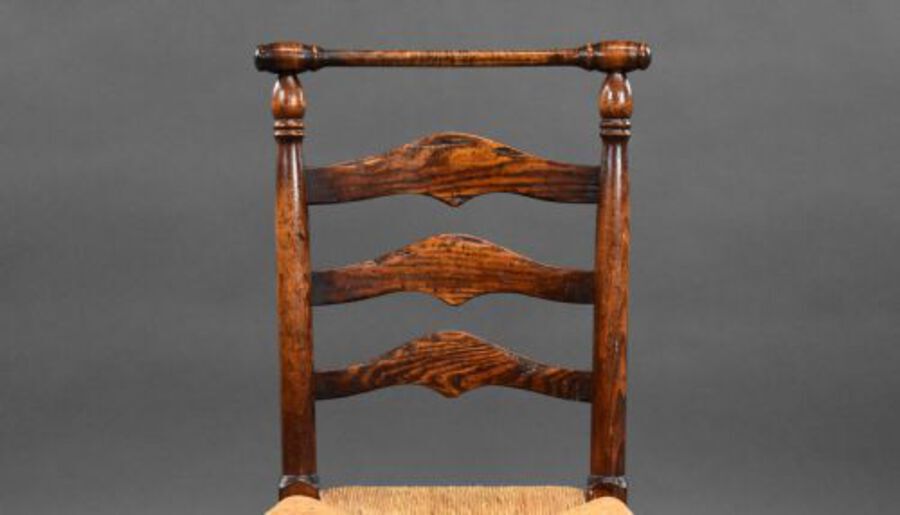 Antique Set of 8 18th Century Style Ladder Back Dining Chairs