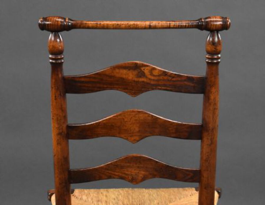 Antique Set of 8 18th Century Style Ladder Back Dining Chairs