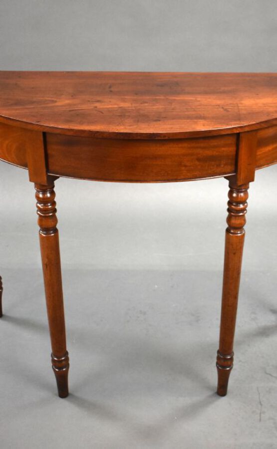 Antique George III Mahogany Demi Lune Console Table