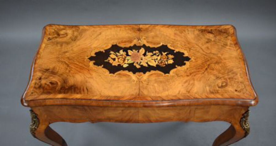 Antique Victorian Burr Walnut Marquetry Inlaid Card Table