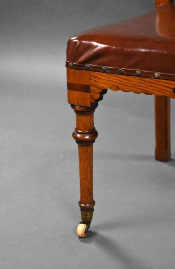 Antique Set of 6 19th Century English Victorian Oak Dining Chairs