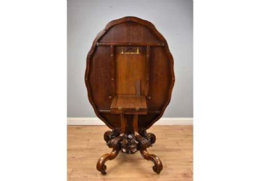 Antique 19th Century English Victorian Burr Walnut Loo Table