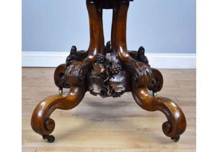 Antique 19th Century English Victorian Burr Walnut Loo Table