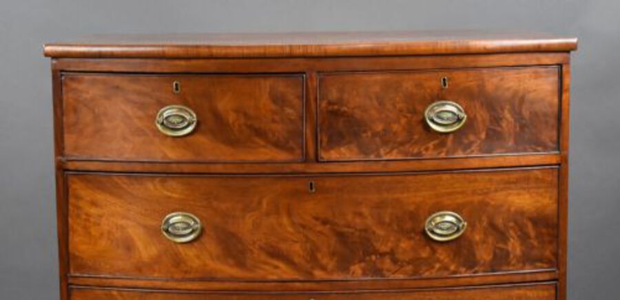 Antique Victorian Mahogany Bow Front Chest of Drawers