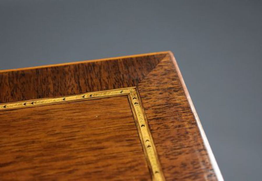 Antique Edwardian Marquetry Inlaid Mahogany Writing Table