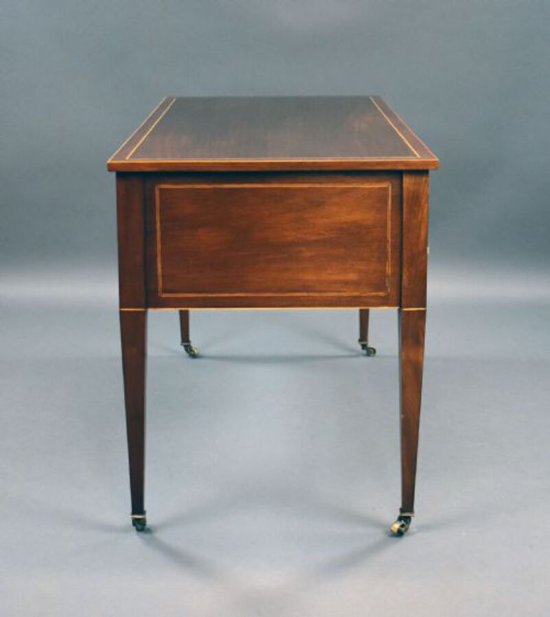 Antique Edwardian Marquetry Inlaid Mahogany Writing Table