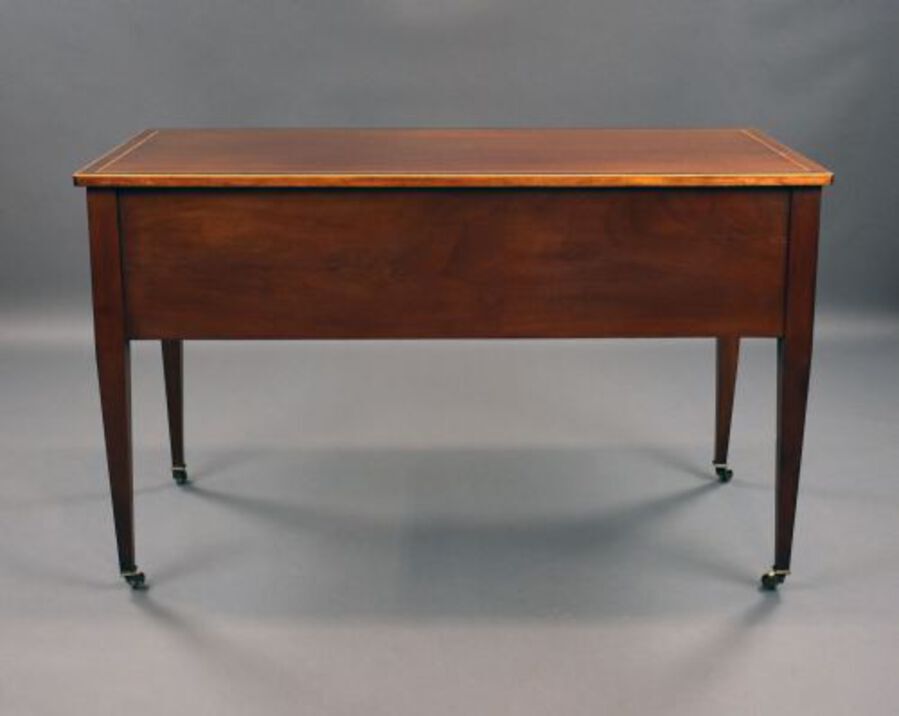 Antique Edwardian Marquetry Inlaid Mahogany Writing Table