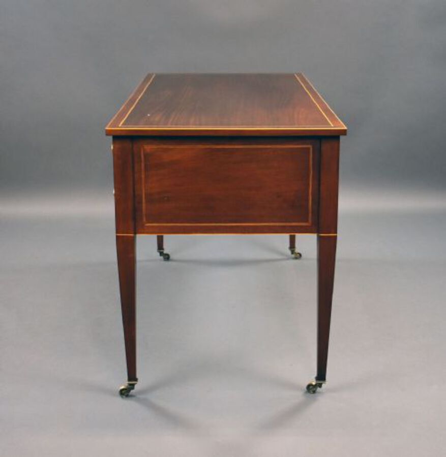 Antique Edwardian Marquetry Inlaid Mahogany Writing Table
