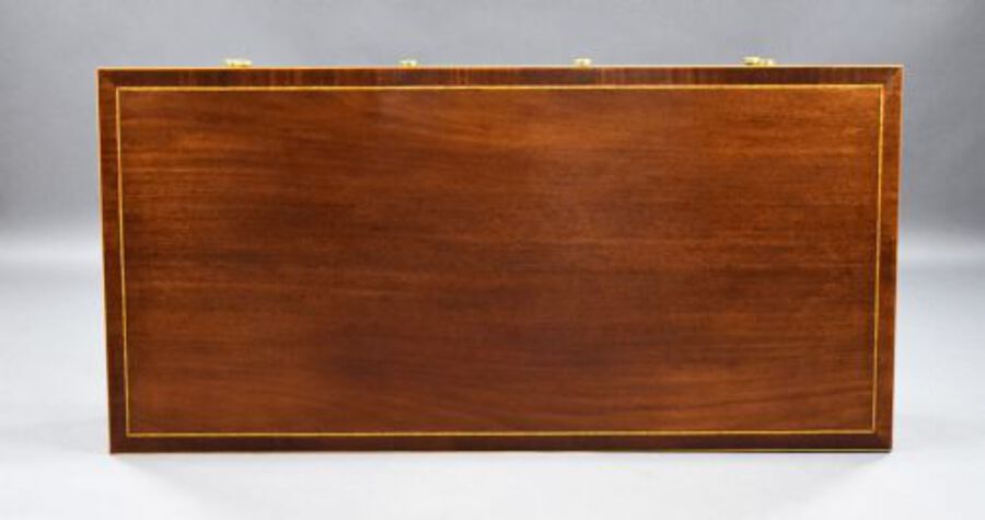 Antique Edwardian Marquetry Inlaid Mahogany Writing Table