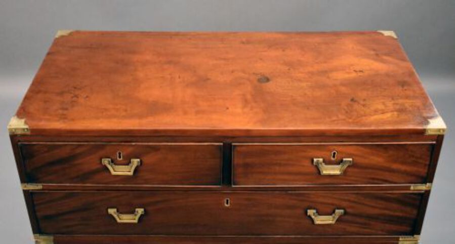 Antique 19th Century Mahogany Campaign Chest