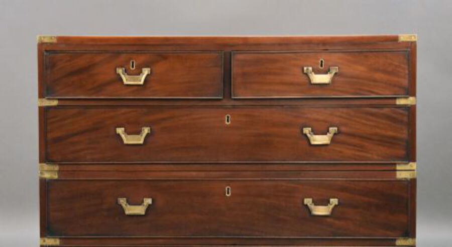 Antique 19th Century Mahogany Campaign Chest