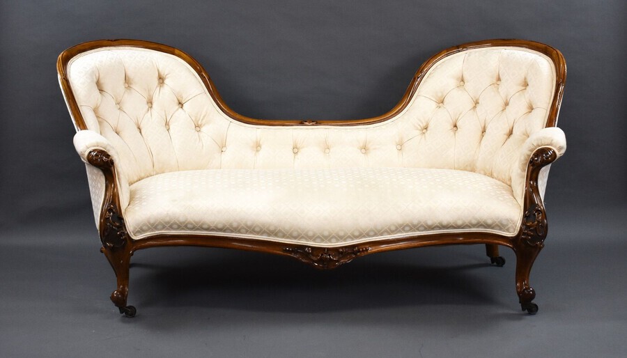 Antique Victorian Walnut Double Ended Chaise Lounge