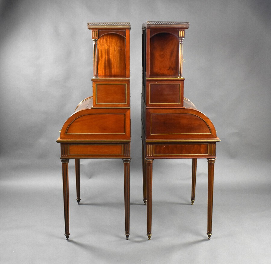 Antique Pair of 19th Century French Vernis Martin Cylinder Top Desks