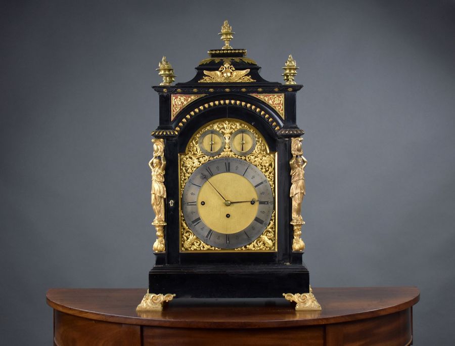 Antique Victorian Ebonised Bracket Clock by Barraud & Lunds