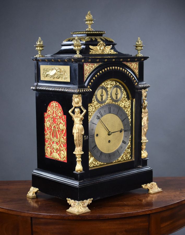 Antique Victorian Ebonised Bracket Clock by Barraud & Lunds