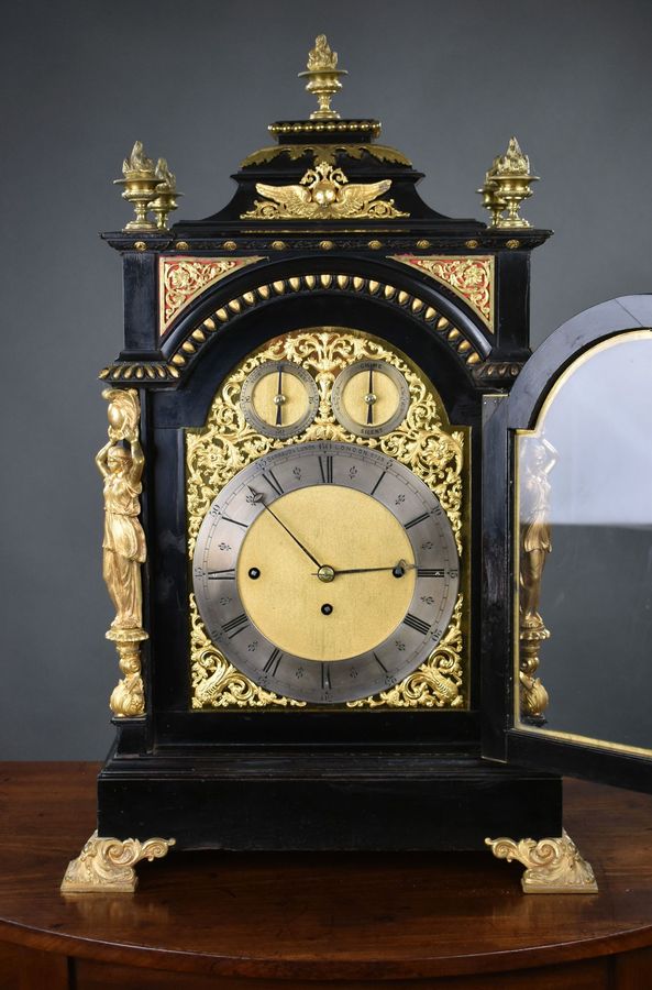 Antique Victorian Ebonised Bracket Clock by Barraud & Lunds