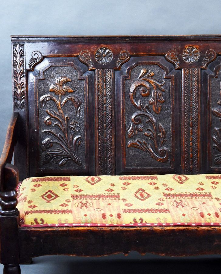 Antique 18th Century Oak Carved Settle/Bench