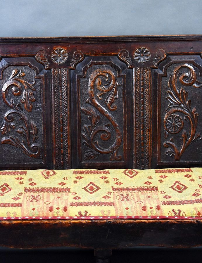 Antique 18th Century Oak Carved Settle/Bench