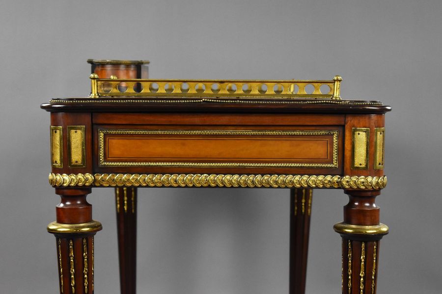 Antique Victorian Mahogany & Satinwood Writing Table by Edwards & Roberts