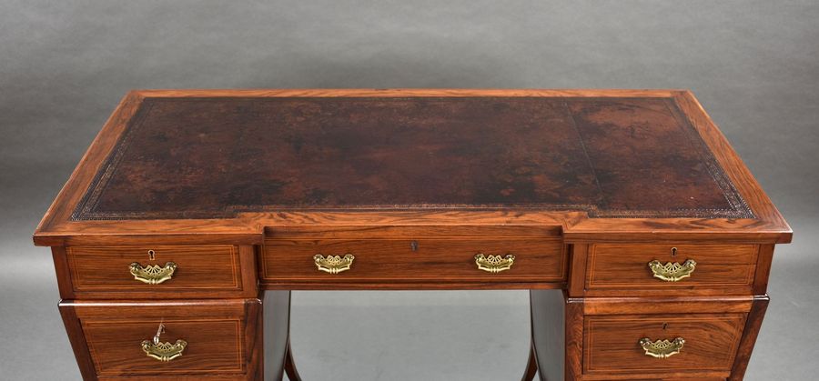 Antique Victorian Rosewood Pedestal Desk