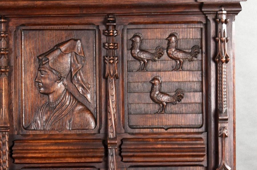 Antique Flemish Oak Carved Settle/bench