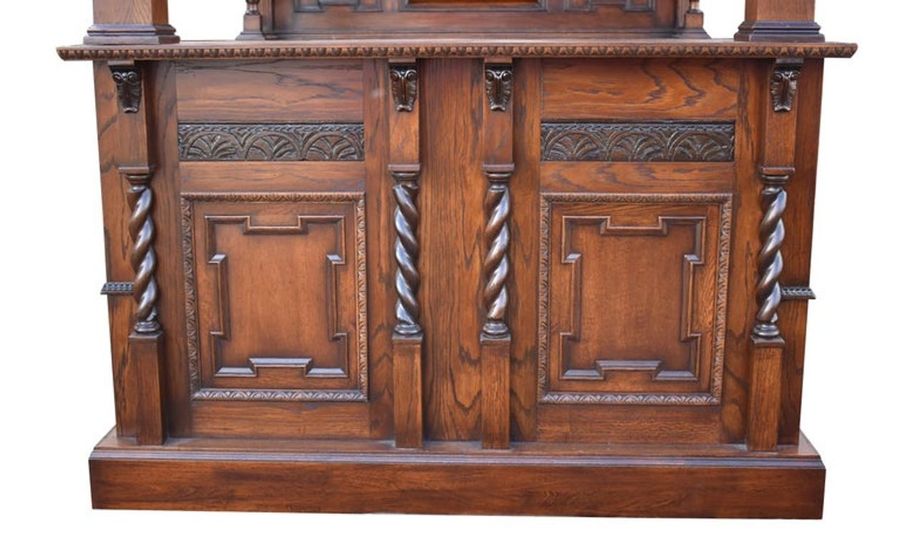 Antique 20th Century English Jacobean Style Carved Oak Bar